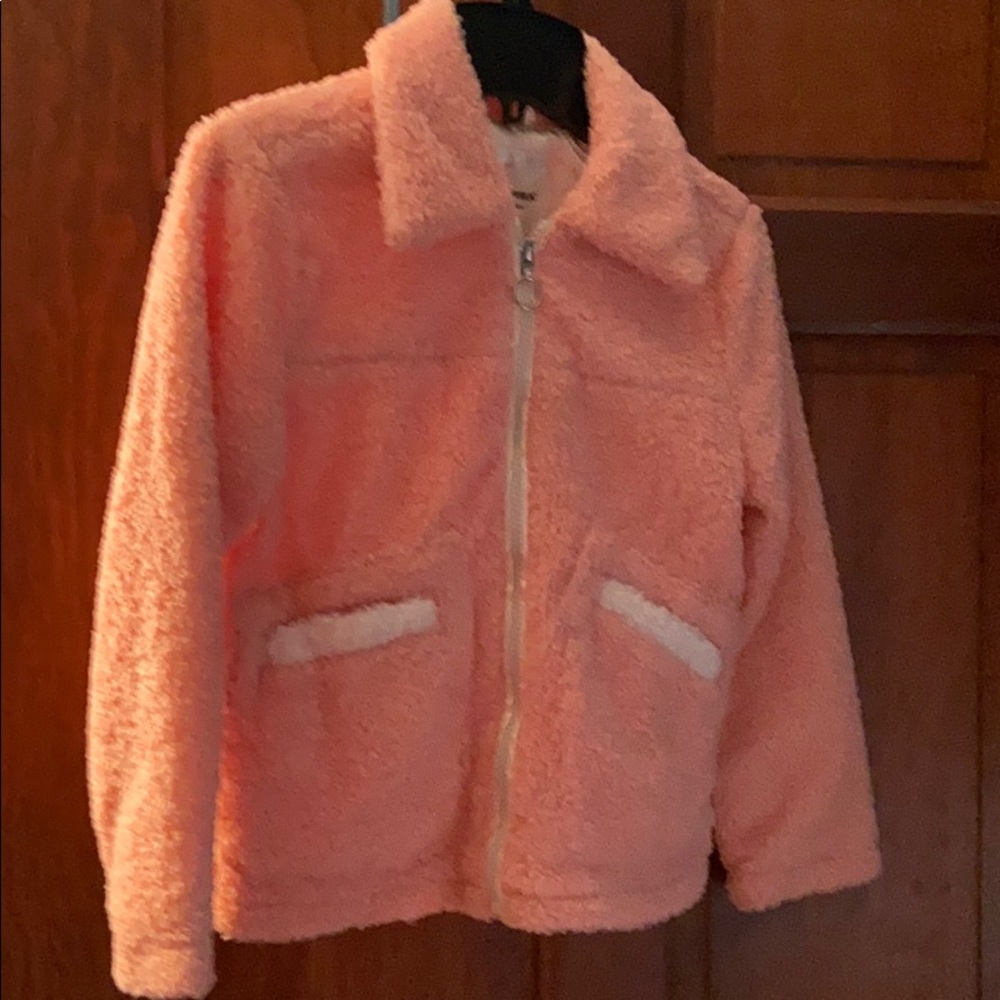Girls pink teddy bear fur coat